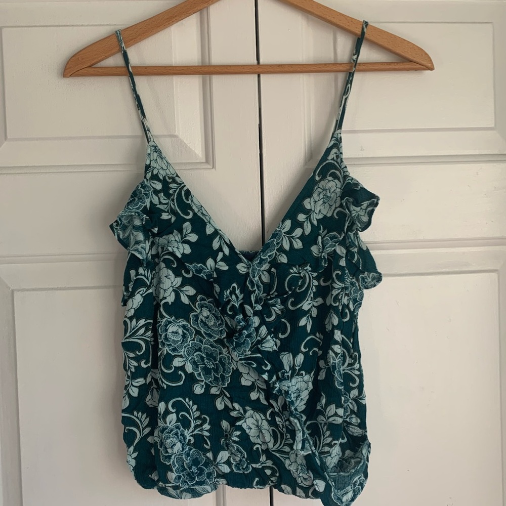 Aeropostale Tank Pattern Floral Top Blouse Blue
